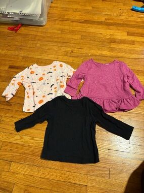 Girls Long-Sleeve Shirt - Pink, Black & Cream Halloween Print